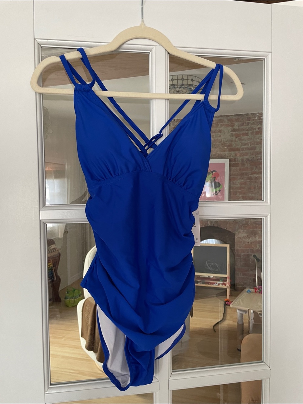 Royal Blue Strappy V-Neck One-Piece Swimsuit